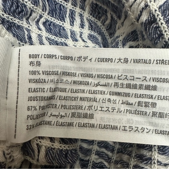 Hollister Blue and White Stripe Cropped Smocked Tank Top - Picture 4 of 4